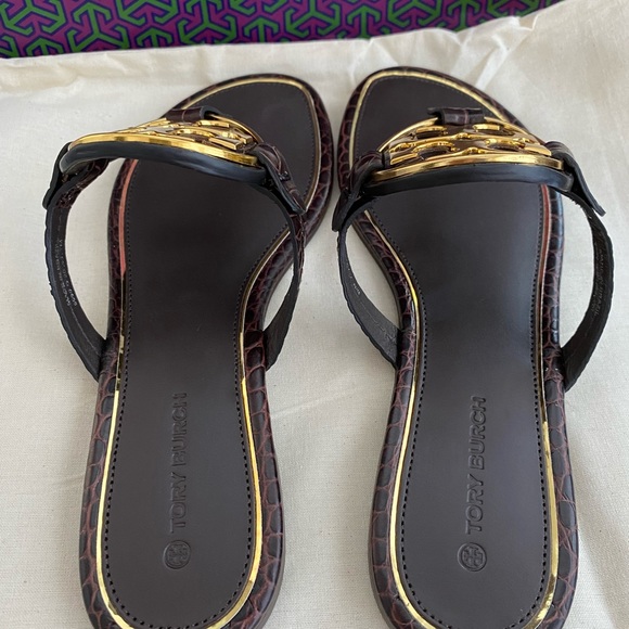 Tory Burch Miller Metal Logo Leather Sandal - Picture 5 of 9